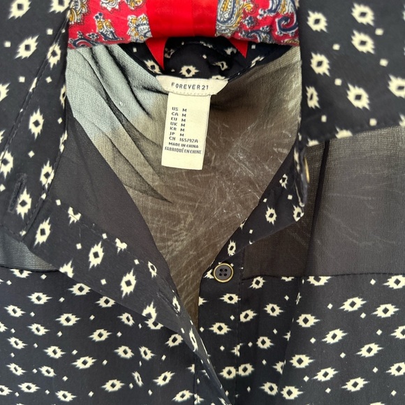 Forever 21 dark blue and White Floral Midi Dress - Picture 2 of 3